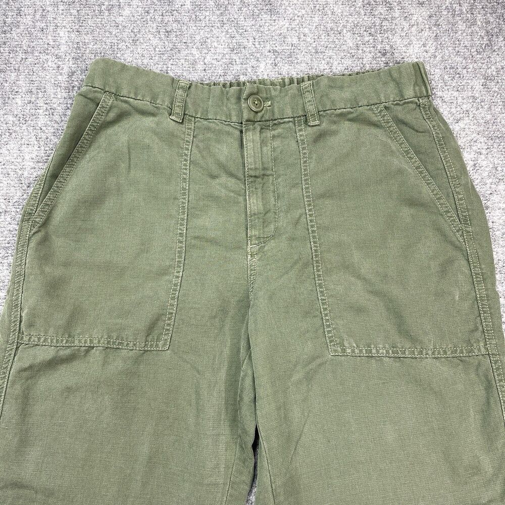 J Crew Pants Womens Size 8 Cropped Lyocell Linen Blend Stretch Waist Green - Picture 2 of 10